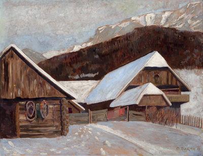 Otto Barth Farmhouse in winter oil painting image